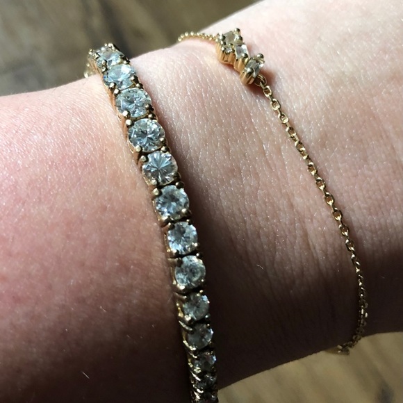 KALAN-14K Yellow Gold Diamond/Topaz BRACELET-Preow - Picture 12 of 12